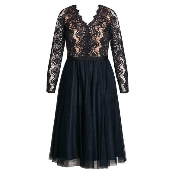 NWT City Chic Dress Rare Beauty FF Navy M = 18 = 2X - Picture 4 of 5